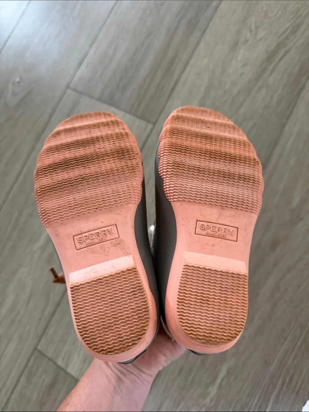 Sperry Kids Gray and Pink saltwater Waterproof Duck Boots girls size 10c